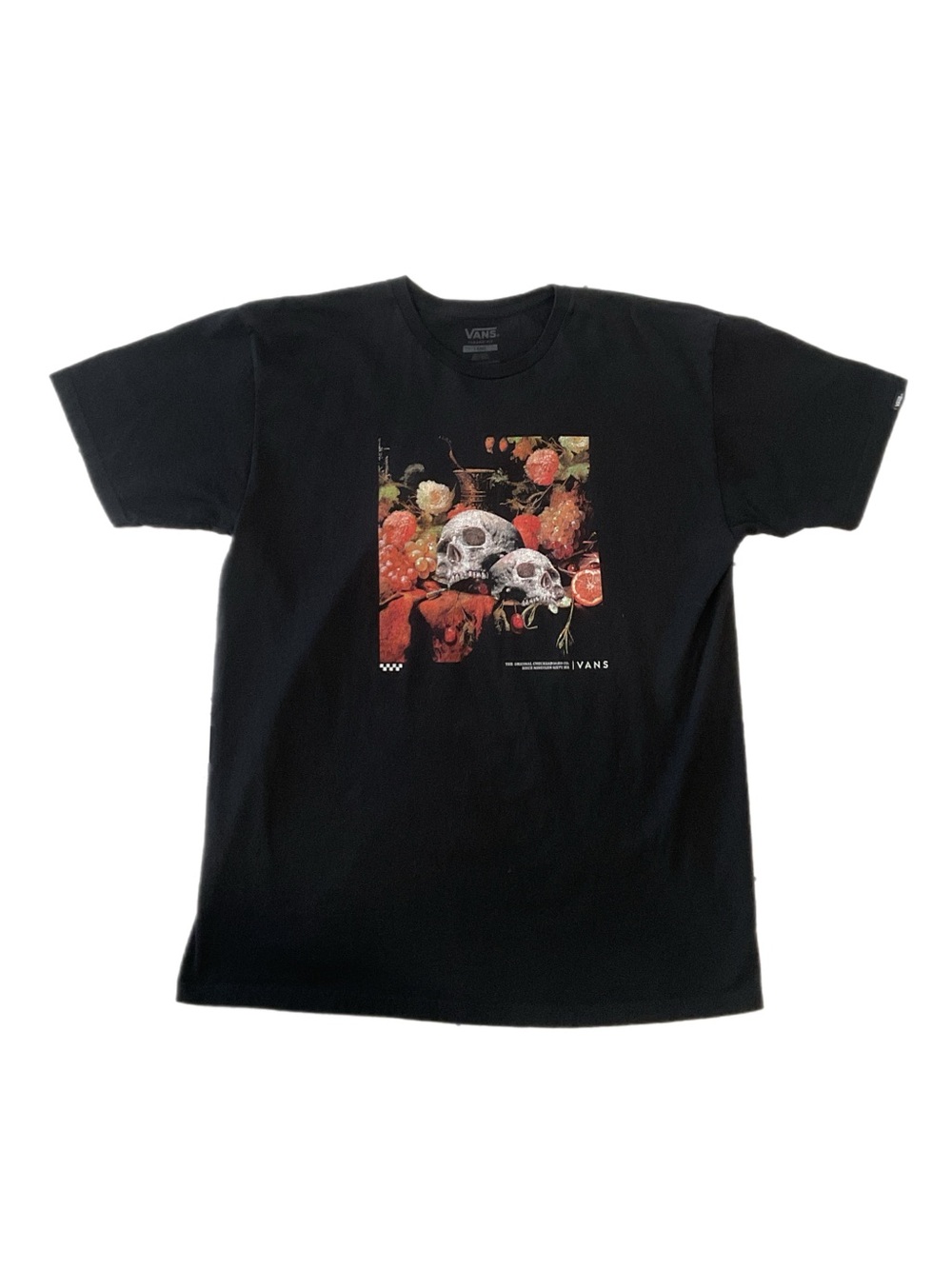 Vans Skull Floral Still Life Black Graphic T-Shirt